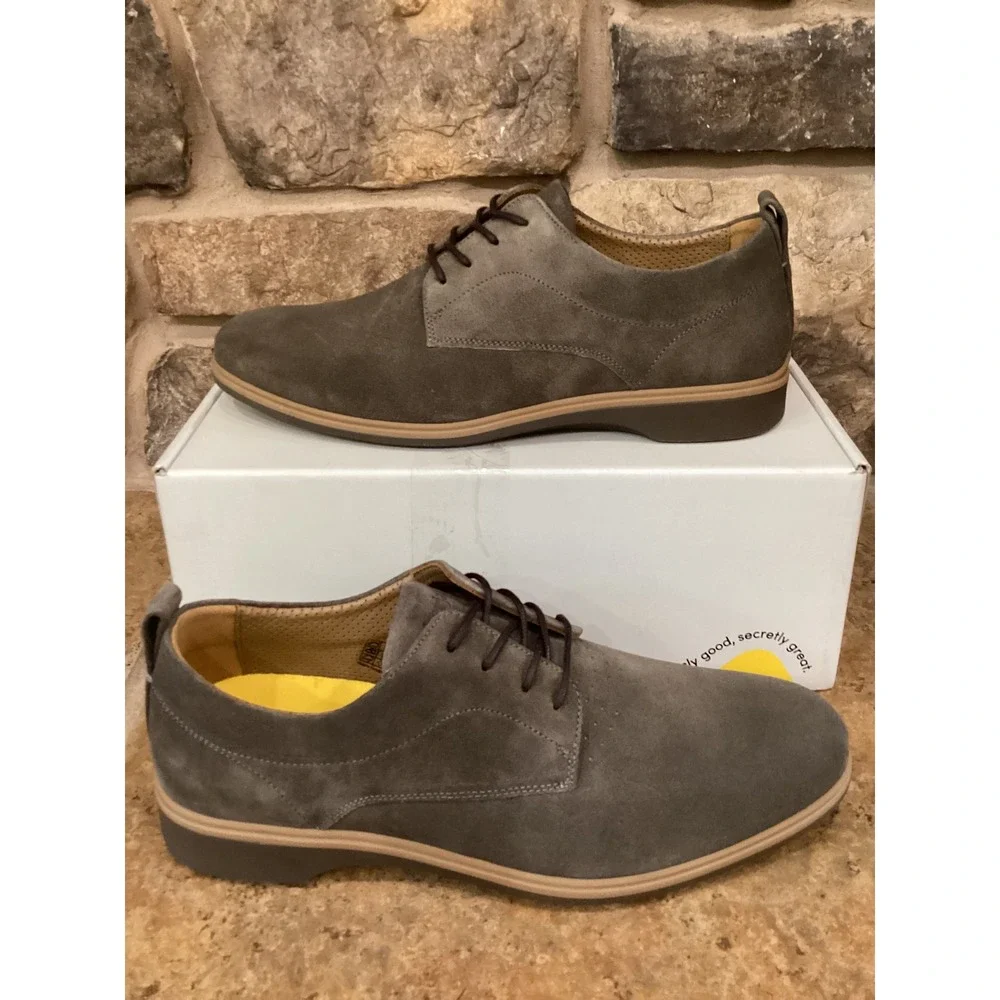 Amberjack The Original Slate Grey Suede Derby Shoes Size 10 Wide Mens New